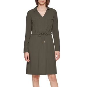 *NWT* CALVIN KLEIN Long Sleeve Olive Commuter Dress